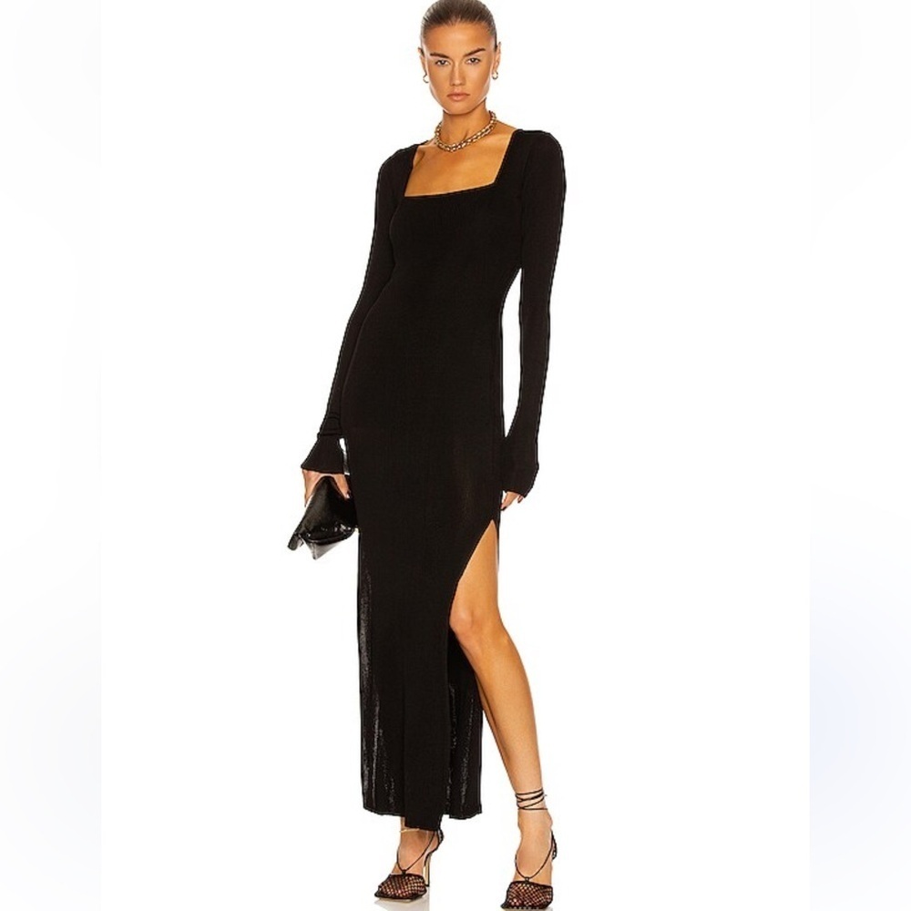 GAUGE81 Douz black ribbed knit maxi dress | Small | long sleeve sweater dress